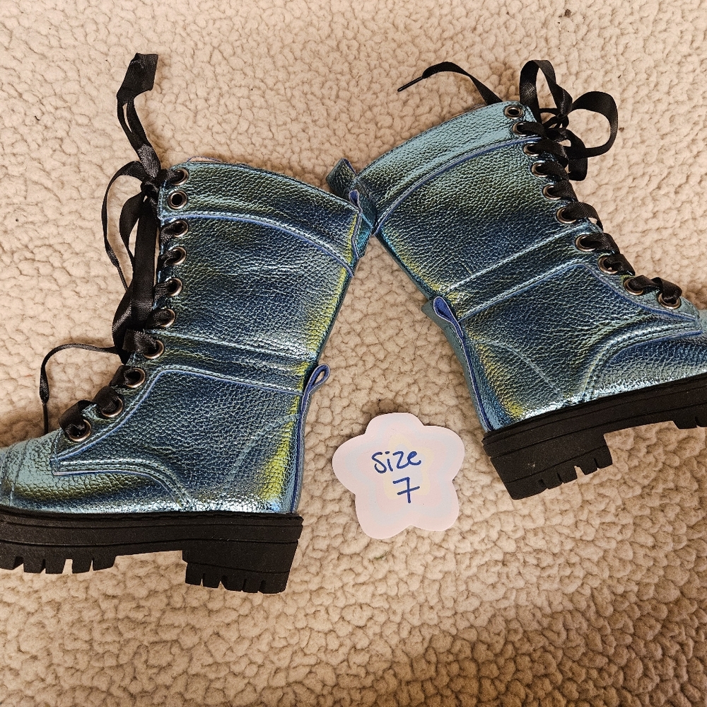 Stylish Blue Combat Boots